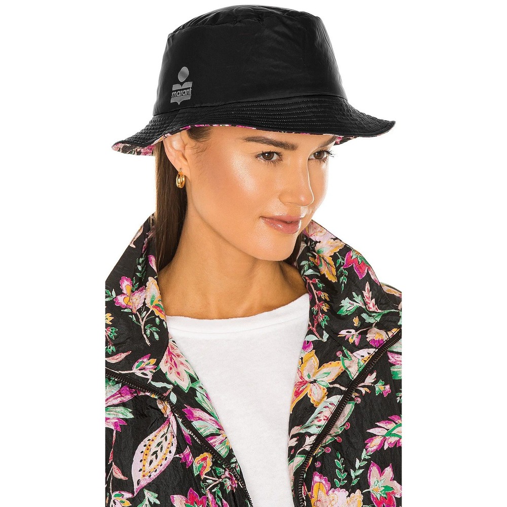 Isabel Marant Haley Bucket Hat Black Floral Reversible - Picture 2 of 9